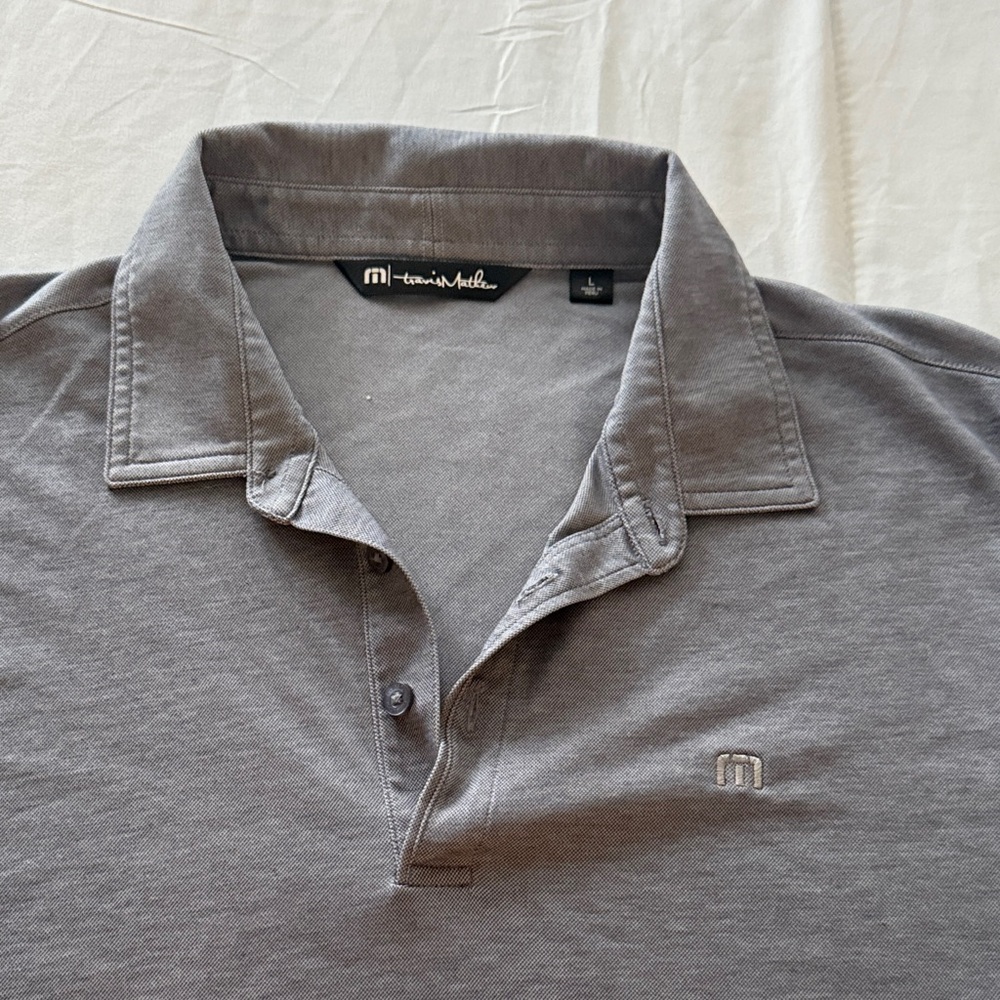 TravisMathew Gray Performance Golf Polo Shirt Men’s Large
